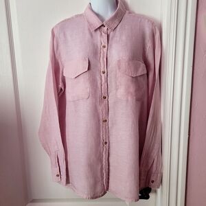 Joe Fresh Women's Linen Blouse Pink Large